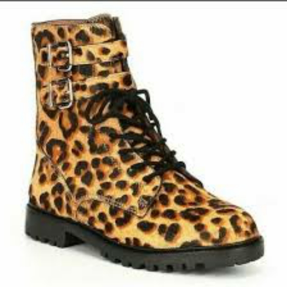 Antonio Melani Bertlli Moto Combat leopard Boots size 8 NWOT - Picture 1 of 8